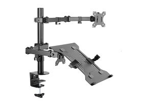 Single Steel Articulating Monitor Arm With Laptop Tray